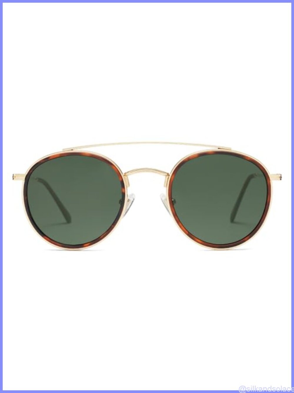 Retro Round Polarized Metal Sunglasses Double Bridge UV400